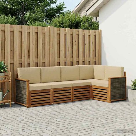 vidaXL Ecksofa Set 6 pcs Natur Massives Akazienholz und Polyester (1/5)