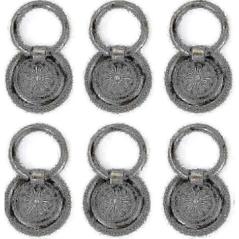 Lot de 6 poignées de tiroir anneau style antique, compatibles avec commodes, armoires et placards. (1/5)