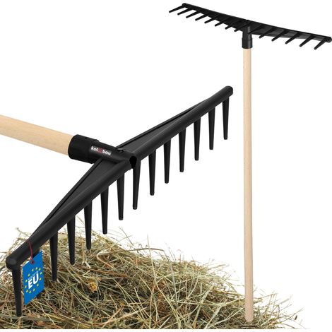 KOTARBAU® Rateau Jardin - Rateau à Feuilles - Plastique - 59 cm - Noir - 14 Dents - avec Manche - Outil Jardinage Léger - Ramasse Herbe - Gazon - Branches Déchets (1/5)