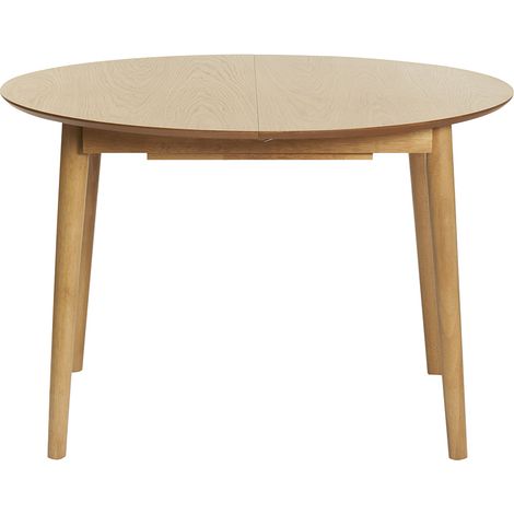 Mesa redonda extensible con extensiones integradas de madera de roble clara 115-154 cm EGO (1/4)