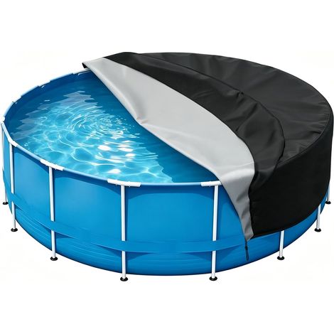Couverture de Piscine Ronde 190 x 70 CM, 420D Oxford Couverture de Piscine avec Cordon, l'hiver et L'été, Imperméable et Anti-poussière Bache Piscine pour D'extérieur (1/5)