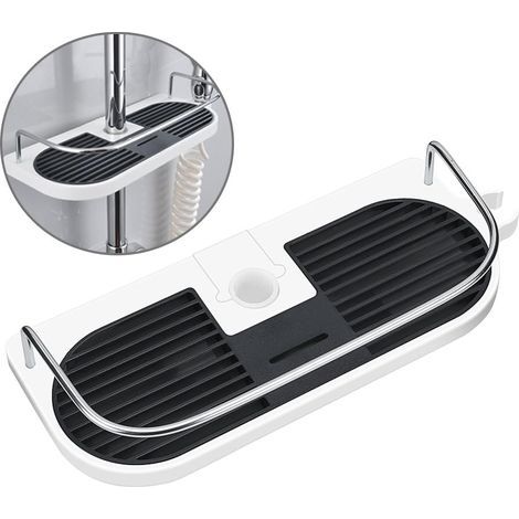Sans Perçage Étagère de Douche pour Rail de Douche - Support D'organisateur de Salle de Bains pour le Shampooing, Adapte le Rail de 19mm – 25mm (1/5)