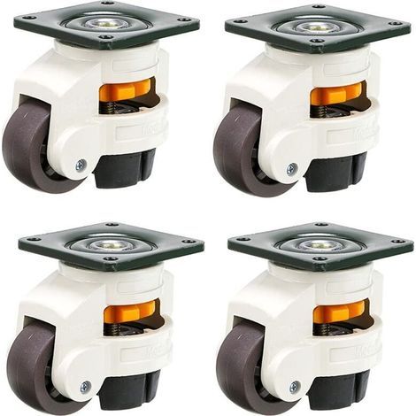 YMYNY Pack of 4 furniture casters, swivel wheel, 60F retractable leveling casters, made of nylon alloy and aluminum, load capacity 250 kg per caster (1/4)