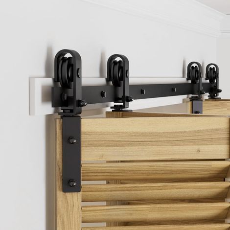 6.6FT/2M Rail Porte Coulissante Pliante Kit Roulette Suspendue Systeme de porte coulissante pliante pour des ouvertures de porte de 170-180cm (1/5)