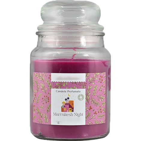 Candela profumata alla marrakesh con barattolo e coperchio in vetro gr 510 h16 cera estratti naturali durata 26 ore idea regalo (1/2)