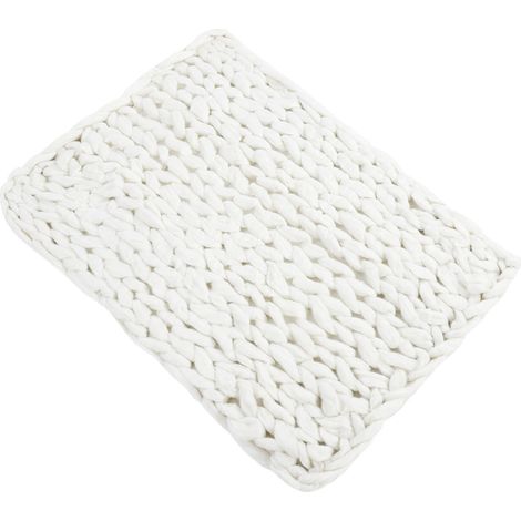 Couverture de canapé en grosse peluche tricotée, chaude, douce et très grande (blanche 100 120 cm / 39,4 47,2 pouces) (1/5)