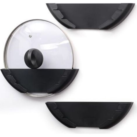 CSPARCV (Set mit 3 Kunststoff-Topfdeckelhaltern - Für Deckel von 15 bis 32 cm - Selbstklebender Topfdeckel-Organizer für Zuhause, Küche, Wand/Schranktür) (1/4)