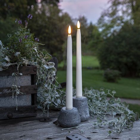 Outdoor Stabkerzen Flamme Slim 2er Set Batterie Timer H 28cm