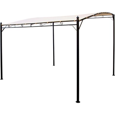 MANTOVA-XL: Anbaupavillon 3x3 Meter, Stahlgestell dunkel, Plane PVC-beschichtetes Polyester écru, wasserdicht (1/5)