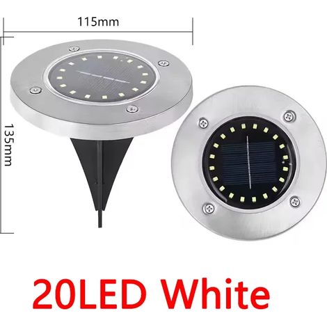 (Lot de 2 lampes solaires à lumière froide) Disque lumineux solaire extérieur à encastrer - projecteur, convient à la décoration de la maison, du jardin, de la pelouse et de la cour. (1/3)