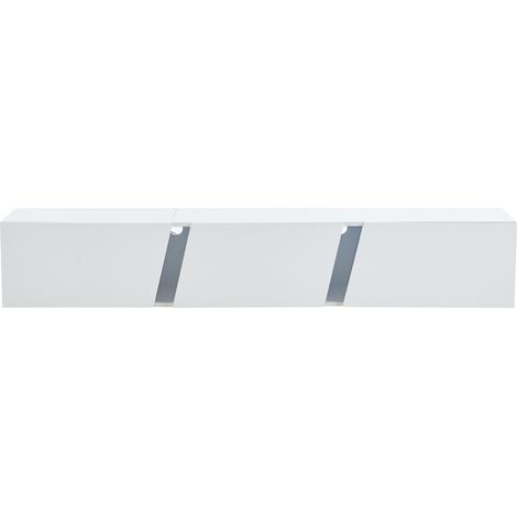 Meuble TV mural blanc laqué avec LED, 3 portes, pour téléviseur 75 pouces, 180 x 35 x 30 cm (1/5)
