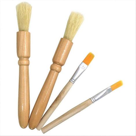Reinigungsbürste für Kaffeemühlen, 4er-Set, Holzgriff, praktisches Wartungszubehör für Kaffeemühlen, robuste Reinigungsbürste mit natürlichem Holzgriff, 4er-Set Bürsten für Kaffeemaschinen. (1/5)