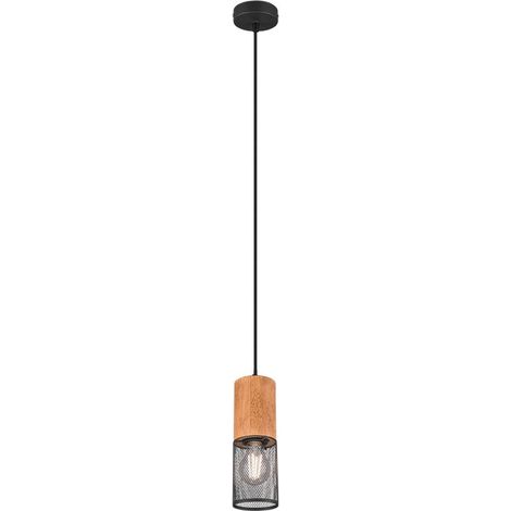Suspensión Tosh Negro 1xE27 Jaula Madera Y Metal Ø10 cm Trio Iluminación (1/3)