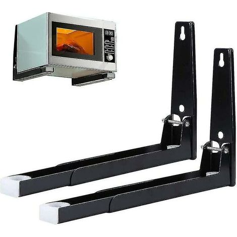 2 Pieces Microwave Rack With Arm, Steel Microwave Bracket, Wall Mounted Microwave Bracket, Wall Mount Microwave Shelf, For Home Kitchen Accessories (w