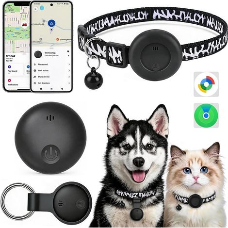 Traceur GPS Chat, Collier GPS Chat Chien Compatible iOS et Android, sans Carte SIM/Abonnement Mensuel, Suivi en Temps Réel, Enregistrement des Trajets sur 7 Jours, Collier GPS pour Chien,Chat,Voitures (1/5)