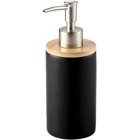 Distributeur de savon en céramique 400 ml, style nordique, pour la cuisine et la salle de bain - Noir - (1/5)