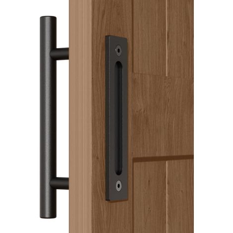 1 - Poignée de porte coulissante - Accessoire de portail - Acier antirouille noir mat - Pour portes bois verre aluminium épaisseur 3cm à 5cm - Intérieur extérieur - Noir - 24cm