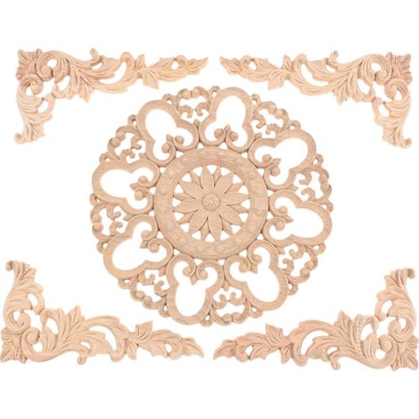 Appliques murales en bois, incrustations décoratives d'angle pour lit, (1/3)