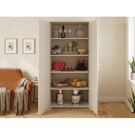 Dmora Armario multiusos Alisso, Armario lineal con 2 puertas batientes, Armario con 4 baldas regulables, zapatero moderno, 100% Made in Italy, Cm 90x45h195, Roble y Blanco, con embalaje reforzado (1/5)