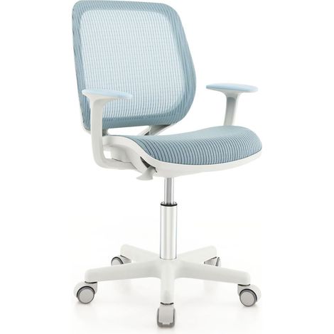 COSTWAY Sedia da Scrivania per Bambini, Sedia Girevole per Computer con Altezza Regolabile, Ruote con Freno, Braccioli Morbidi, Sedia Ergonomica per Bambini 6-15 Anni (Blu) (1/5)