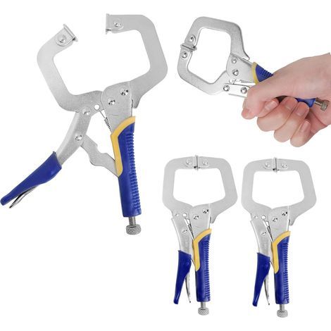 3 Pcs Pince C-Clamp 6 Pouces avec Vis Réglable, Pince Etau de Type C en Acier Poignée en Caoutchouc et Levier à Dégagement Rapide, Outils de serrage pour Menuiserie (1/4)