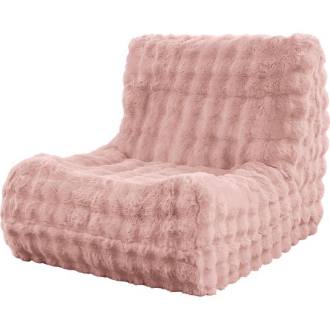 Sillón puf mariquita rosa con respaldo, suave de tela (1/5)