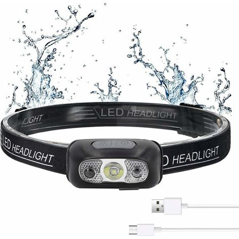 Lampe Frontale LED USB Rechargeable Puissante Super Lumineux, Torch Frontale avec 500 LM, 3 Modes d'Éclairage, IPX1 Étanche, Détecteur de Mouvement Lampe pour Enfants,Running,Lecture etc. (1/5)