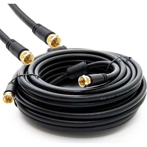 20m PremiumX Câble d'antenne TV BASIC-LINE SAT Câble de connexion F Câble coaxial avec filtre de courant gainé HDTV 4K - noir (1/5)