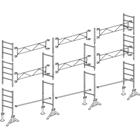 Altrad – Échafaudage en acier galvanisé 10 m – Hauteur de travail 6 m – Charge maximale 300 kg/m² – Pour chantiers de maçonnerie