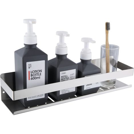 Étagère de Douche Auto-adhésif, Étagère Salle de Bain Sans Perçage SUS304 Acier Inoxydable Adhésive Panier de Douche, Nickel Brossé 40CM (1/5)