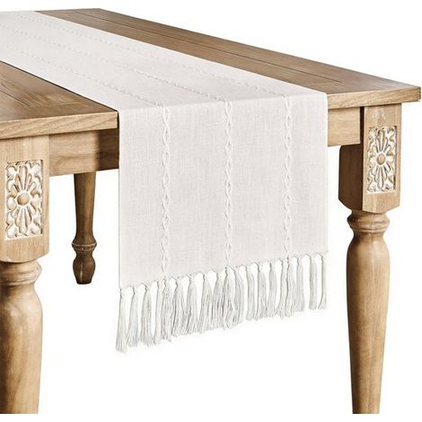 Camino de mesa de algodón y lino - estilo rústico - verde - ideal para la mesa del comedor, fiestas y uso diario - 30 x 120 cm (1/5)