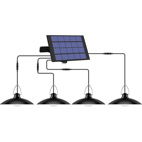 Suspension solaire avec panneau réglable, capteur d'éclairage marche/arrêt automatique, étanche IP65, idéale pour l'extérieur et l'intérieur (jardin, terrasse, cour) et le rangement. (1/4)