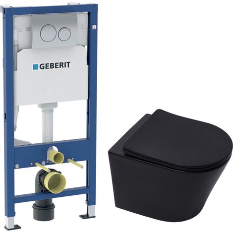 Duofix pack WC bâti-support + WC suspendu sans bride Swiss Aqua Technologies avec abattant SoftClose + plaque (GEBSTINBMR01-FR)