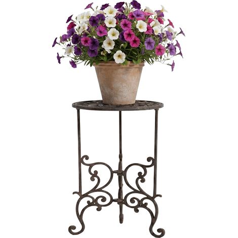 Relaxdays Pflanzenständer, Vintage, Blumenstand Gusseisen, HxD: 49,5x27,5 cm, Pflanzenpodest indoor & outdoor, braun