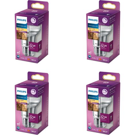 Philips Vorteilspaket E27 Reflektorlampe 60W Dimmbar Warmweißes Licht - 4 Stück (1/3)