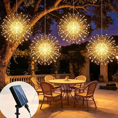 4 x Artifice Light, 360 LED Christmas Fairy Lights, Garden Light, Solar Outdoor Garden Light, 8 Modes IP65 Waterproof String Light for Indoor Outdoor Decoration - Warm White (1/5)