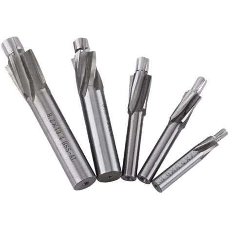 Fraise en Bout, 5pcs M3-M8 4 Flûtes HSS-AL Fraise Fente Forets HRC6568° Fraise Metal Foret à Fraiser pour Cuivre, Aluminium, Acier, Fonte (1/5)