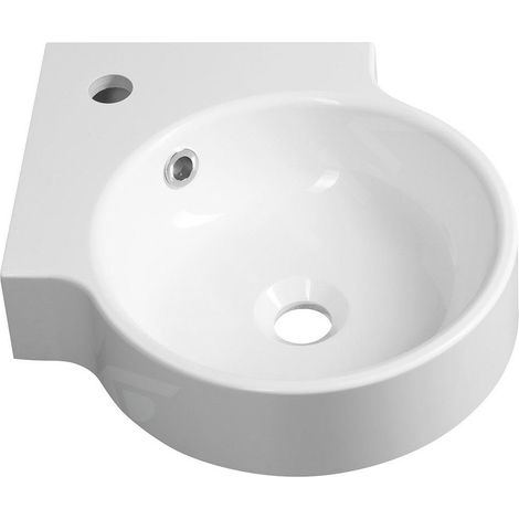 Sapho - Lave-mains d’angle, 4x4 cm, avec trop-plein, trou pour robinet, blanc KR038 (1/5)