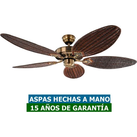 Casafan – Ventilateur de plafond 132 cm – Pales en rotin – 3 vitesses – Moteur AC silencieux – Fonction été/hiver – Installation sans tringles (1/4)