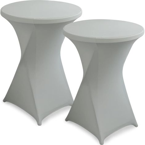 2 pièces Housse de Table Ronde Extensible, Ø 80-85 cm Housse Mange Debout pour Mariage Hôtel Restaurant Table de Brasserie Haute de Bistrot Jardin Restaurent Bar, Gris (1/5)