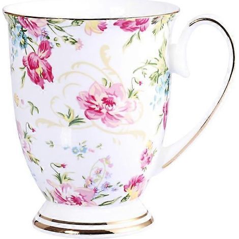 Tasse à café en porcelaine fine Royal, couleurs assorties (motif floral marin) (1/4)