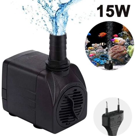 Pompa sommergibile, pompa per fontana, pompa dell'acqua ultra silenziosa con cavo di alimentazione da 1,5 m, 1 ugello per acquari, vasche per pesci, statue, idroponica, 15W