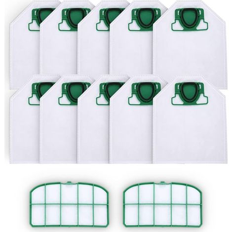 10 sacs d'aspirateur avec 2 filtres HEPA pour Vorwerk Kobold VK200 FP200, micro polaire 5 couches de qualité supérieure pour les personnes allergiques (1/4)