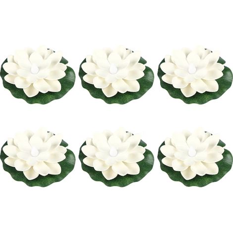 Ensemble de 6 abat-jour flottants LED avec lotus, Fokelyi, blanc, pour piscine et jardin