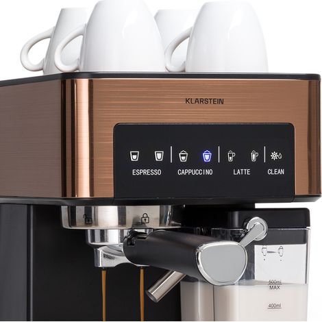 Klarstein Portafiltro Arabica Comfort 1350W 20 Bar 1,8l Panel de control táctil