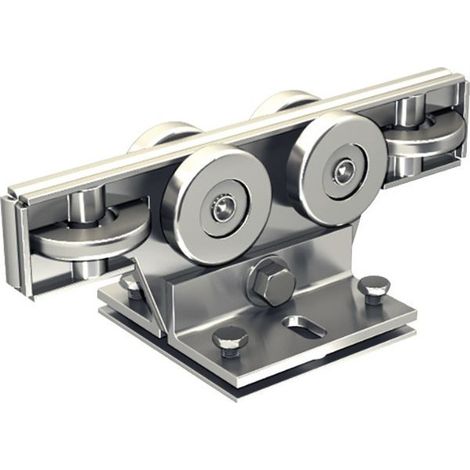 Mantion – Monture pour portail en porte à faux – Acier – 4 galets à billes – Système coulissant Hercule – Rail 9050