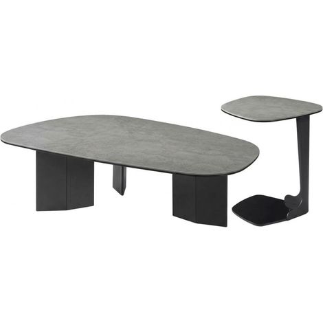 Set table basse et table d'appoint céramique et verre trempé - PAULINE (1/5)