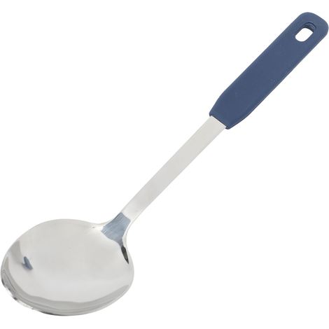 Servierlöffel, Küchenlöffel aus Edelstahl, mit Aufhängeöse, spülmaschinenfest, leicht zu reinigen, langlebiges Küchenutensil, Silikongriff für Hotels (1/5)