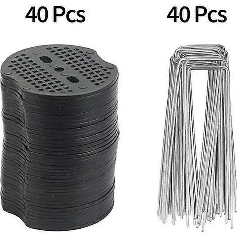 40 piquets de jardin en métal en forme de U, agrafes de sol, clous de fixation pour pelouse, outils de jardinage ( ) (1/5)