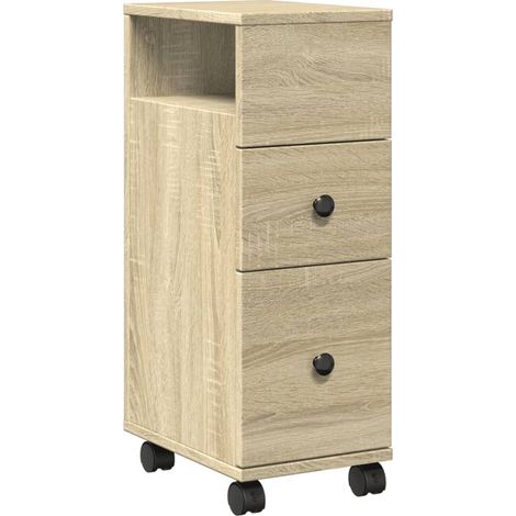 Maison Exclusive - Mobile da Bagno Stretto con Ruote Rovere Sonoma in Truciolato